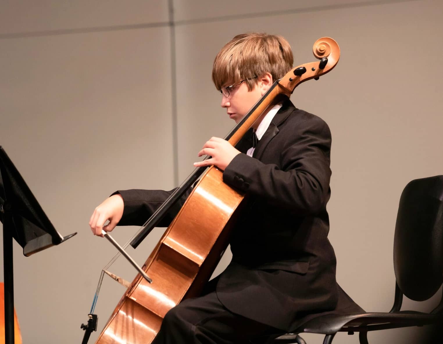 Boy playing the cello