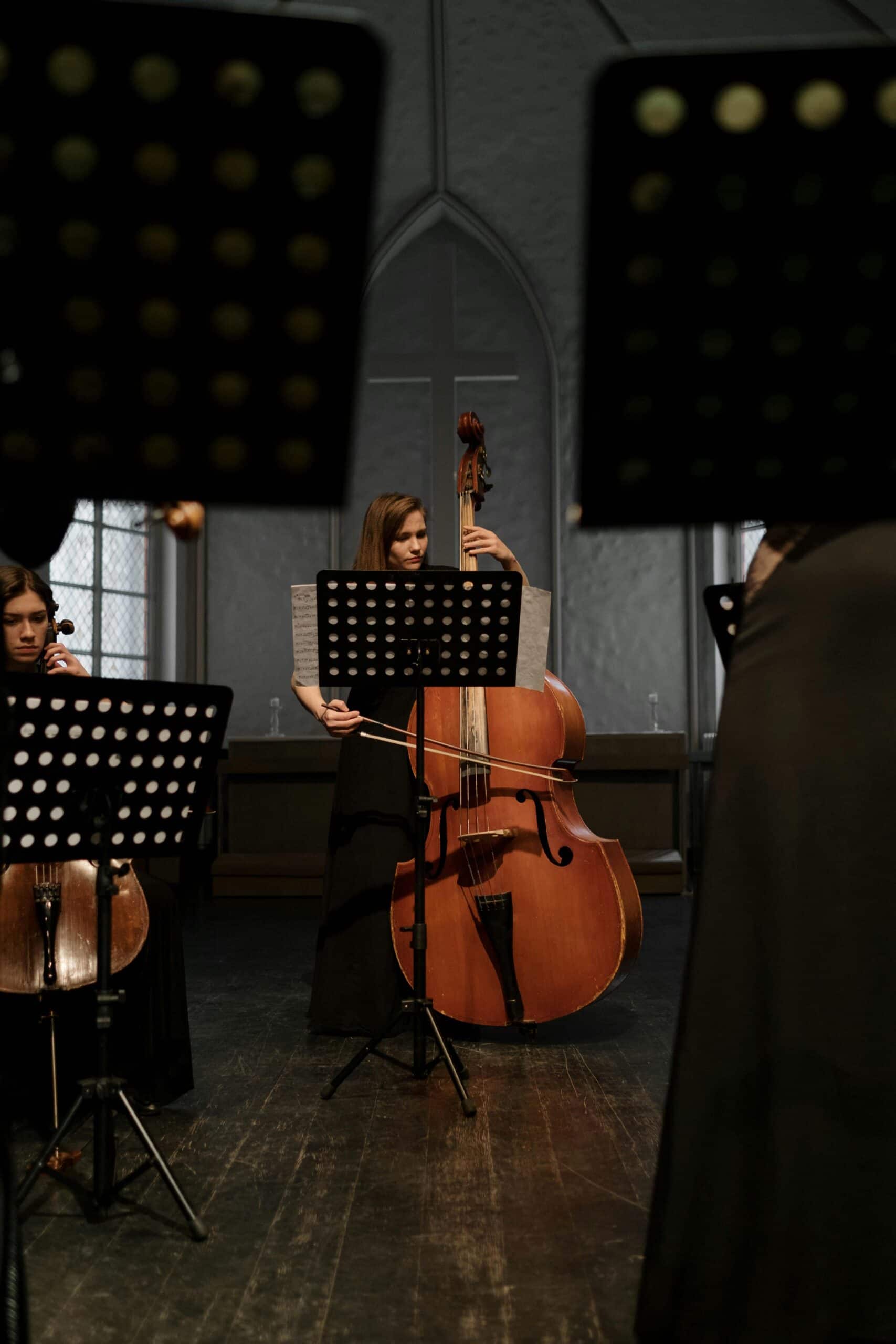 Woman playing double bass