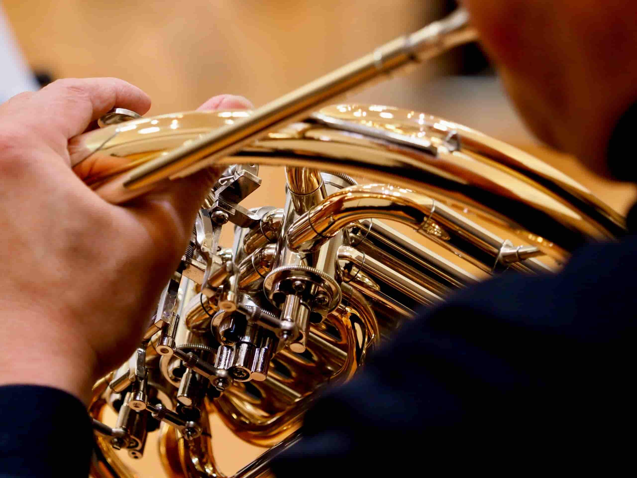 French horn close up shot