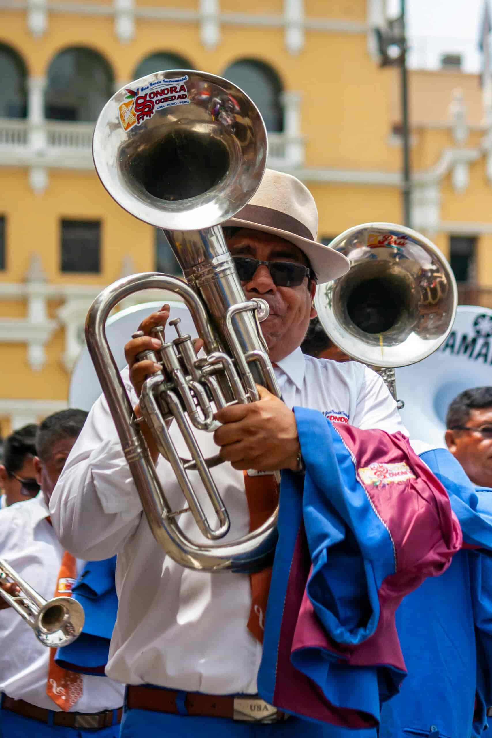 Man playing marching euphonium
