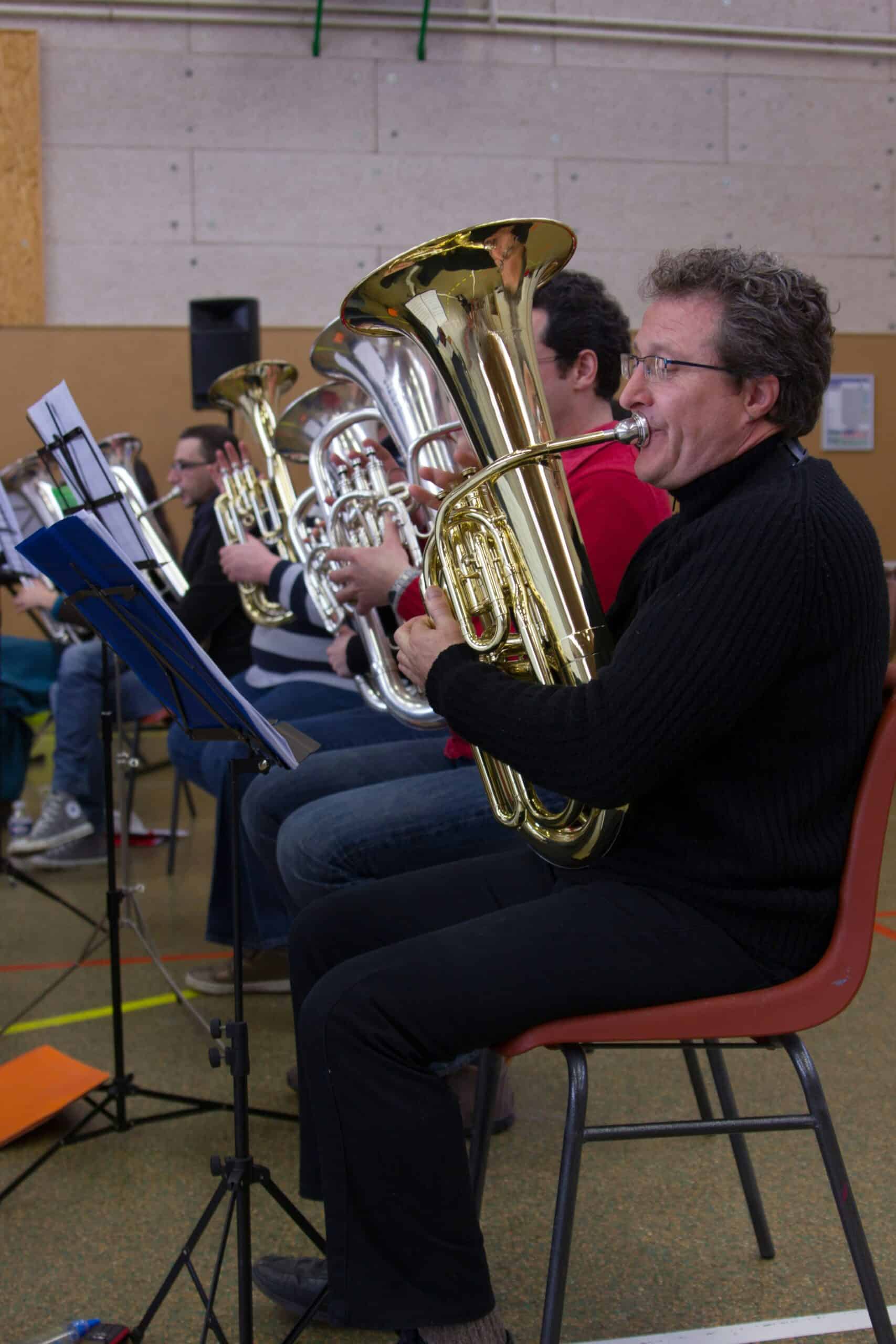 Man playing euphonium in orchestra