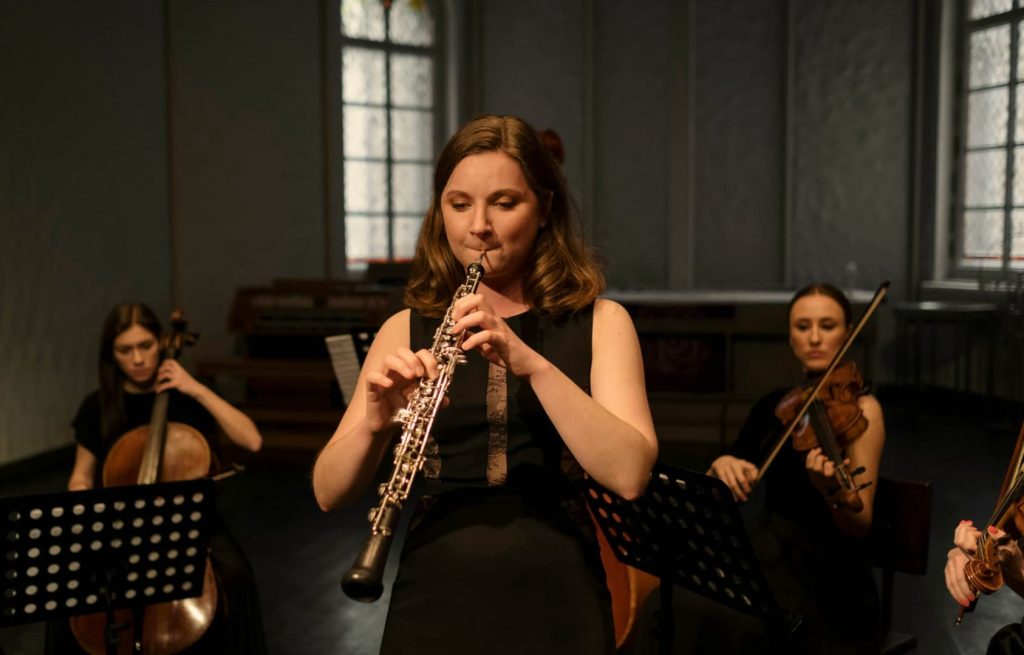 Oboist in an orchestra