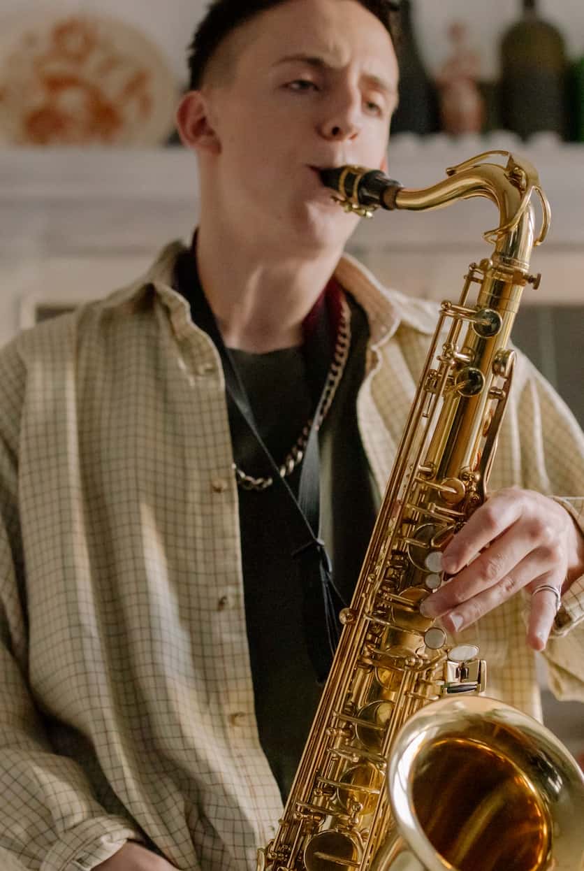 man playing saxophone