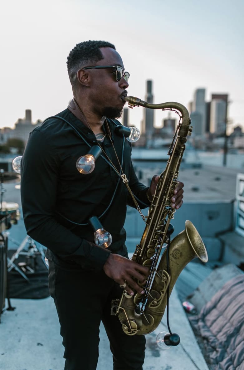 man playing saxophone