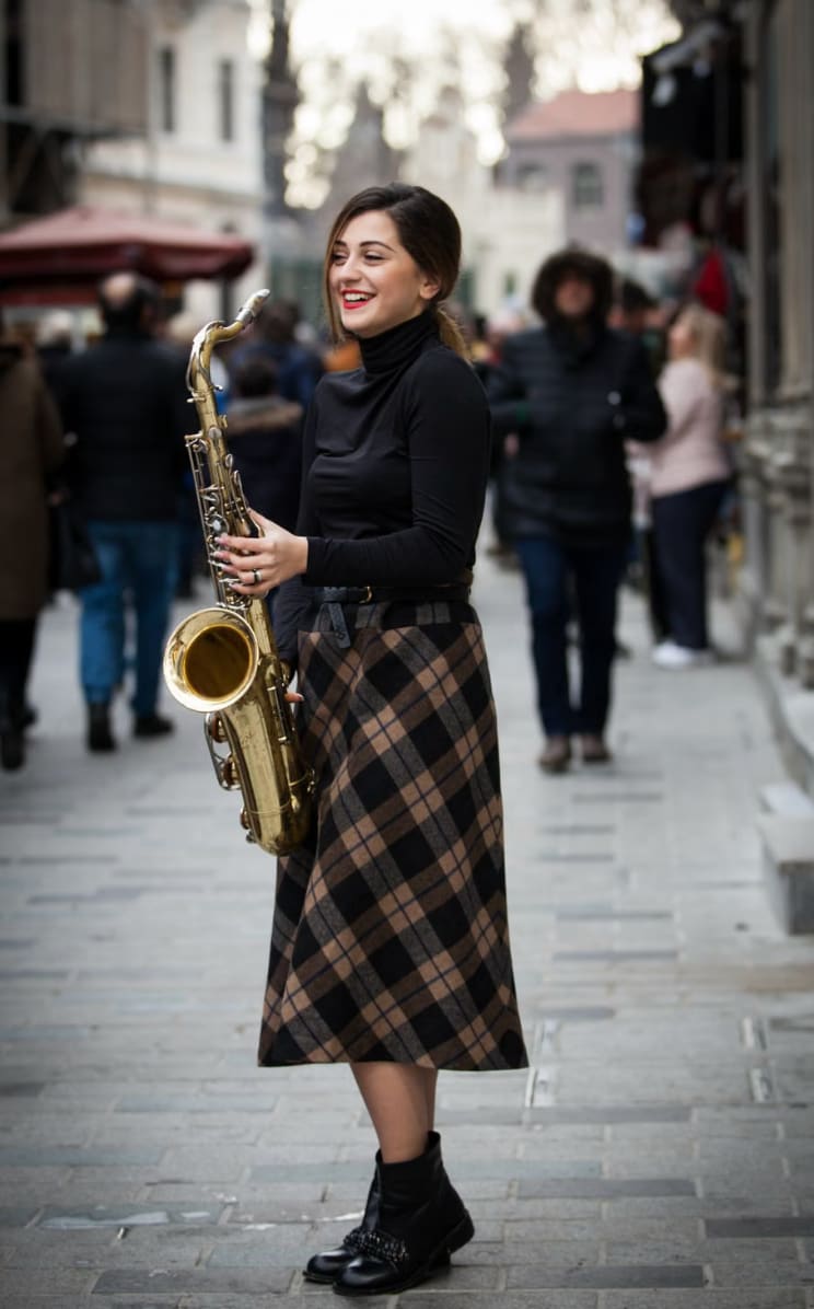 woman with saxophone