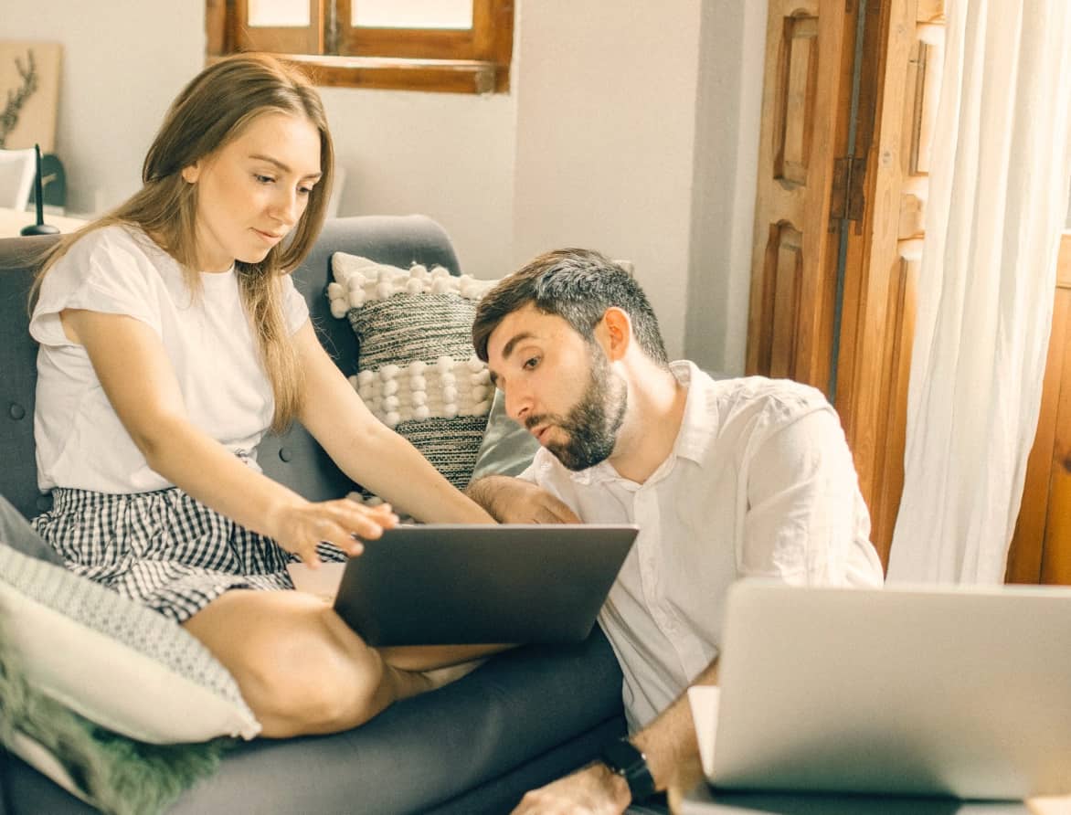 Couple looking for something online